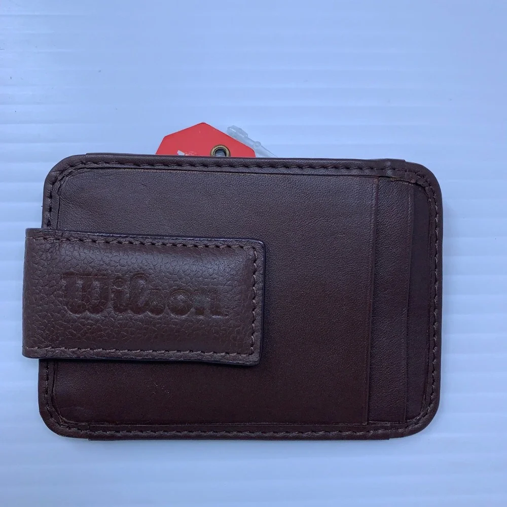 Wilson Mens OS Brown Leather Magnetic Front Pocket Money Clip Wallet NWT